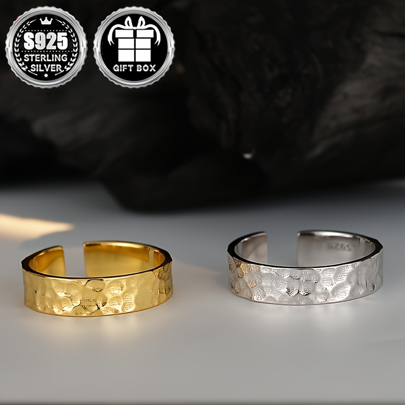 Minimalist Hammered Texture Aluminum Foil Wide Ring